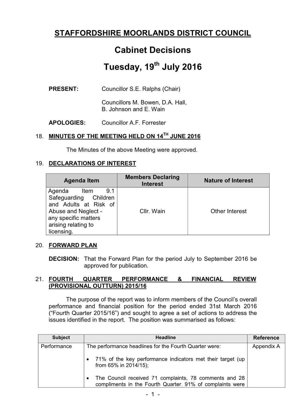 Staffordshire Moorlands District Ouncil