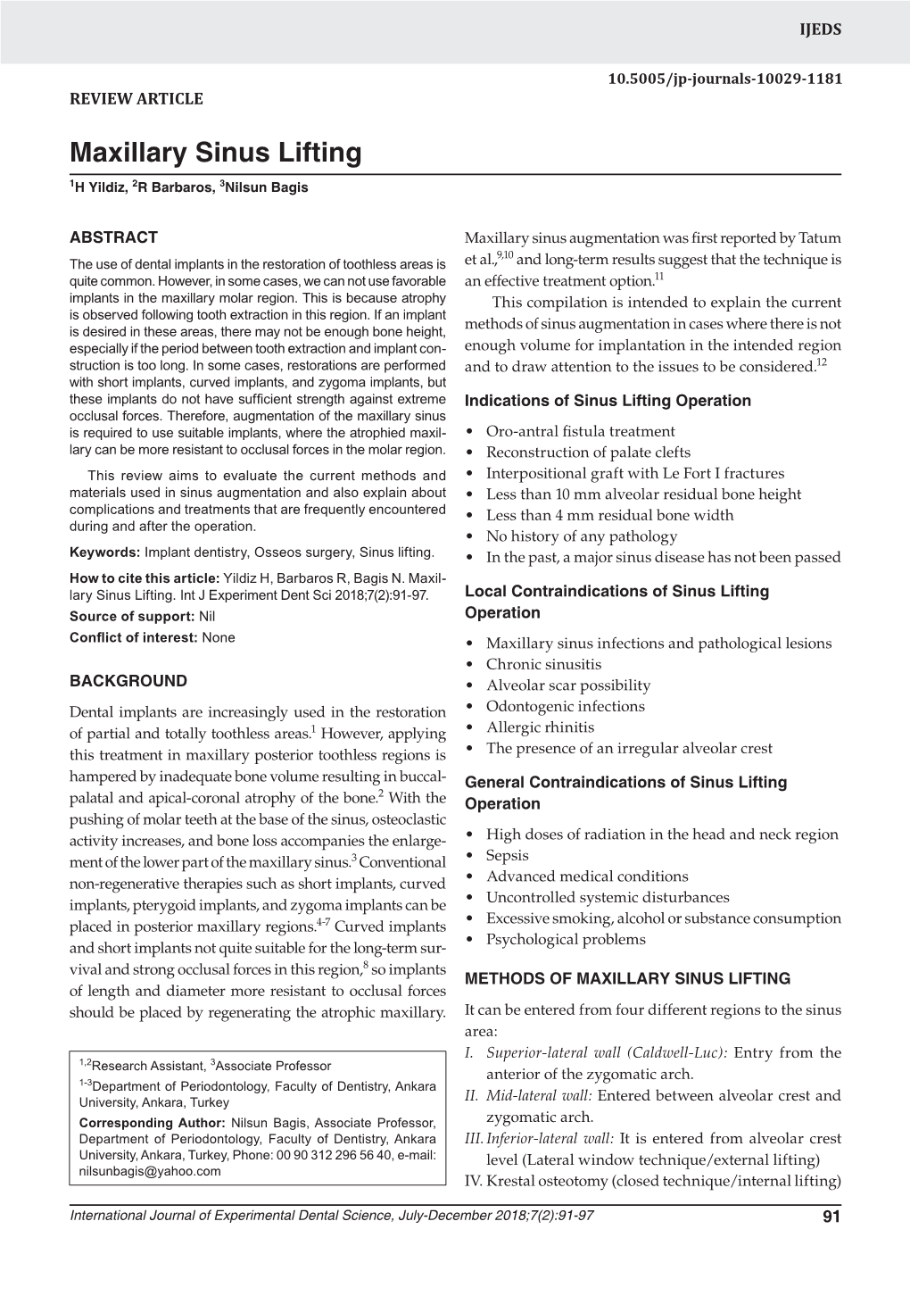 Maxillary Sinus Lifting REVIEW ARTICLE