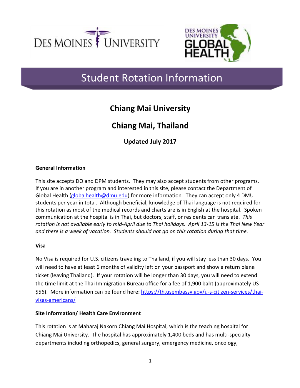 Student Rotation Information