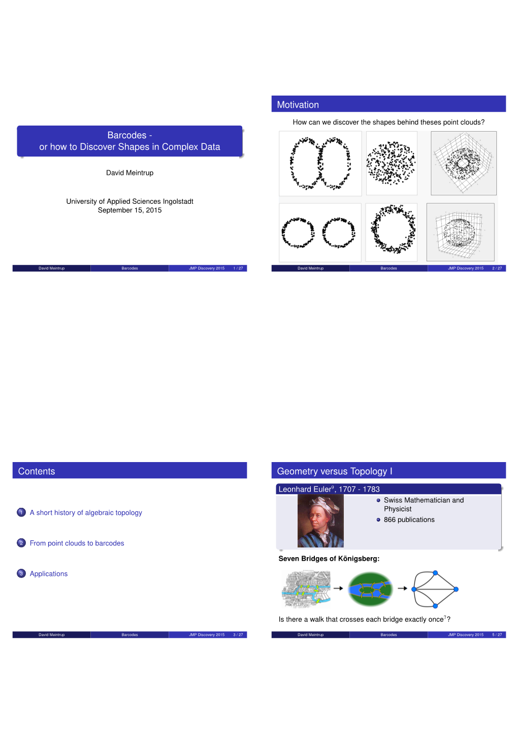 Barcodes - Or How to Discover Shapes in Complex Data