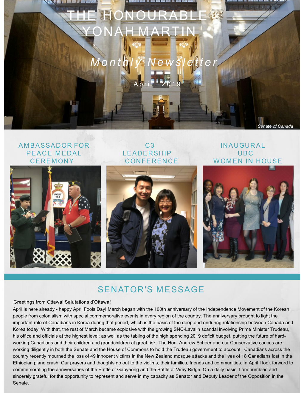 Senator Yonah Martin Report