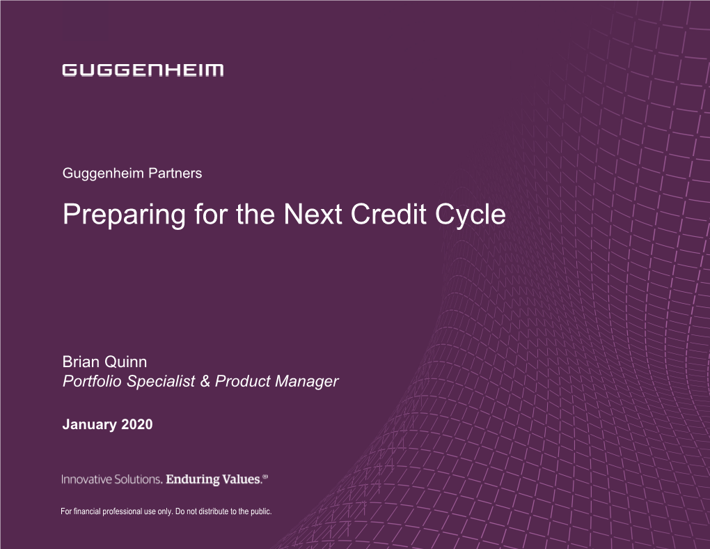 Preparing for the Next Credit Cycle