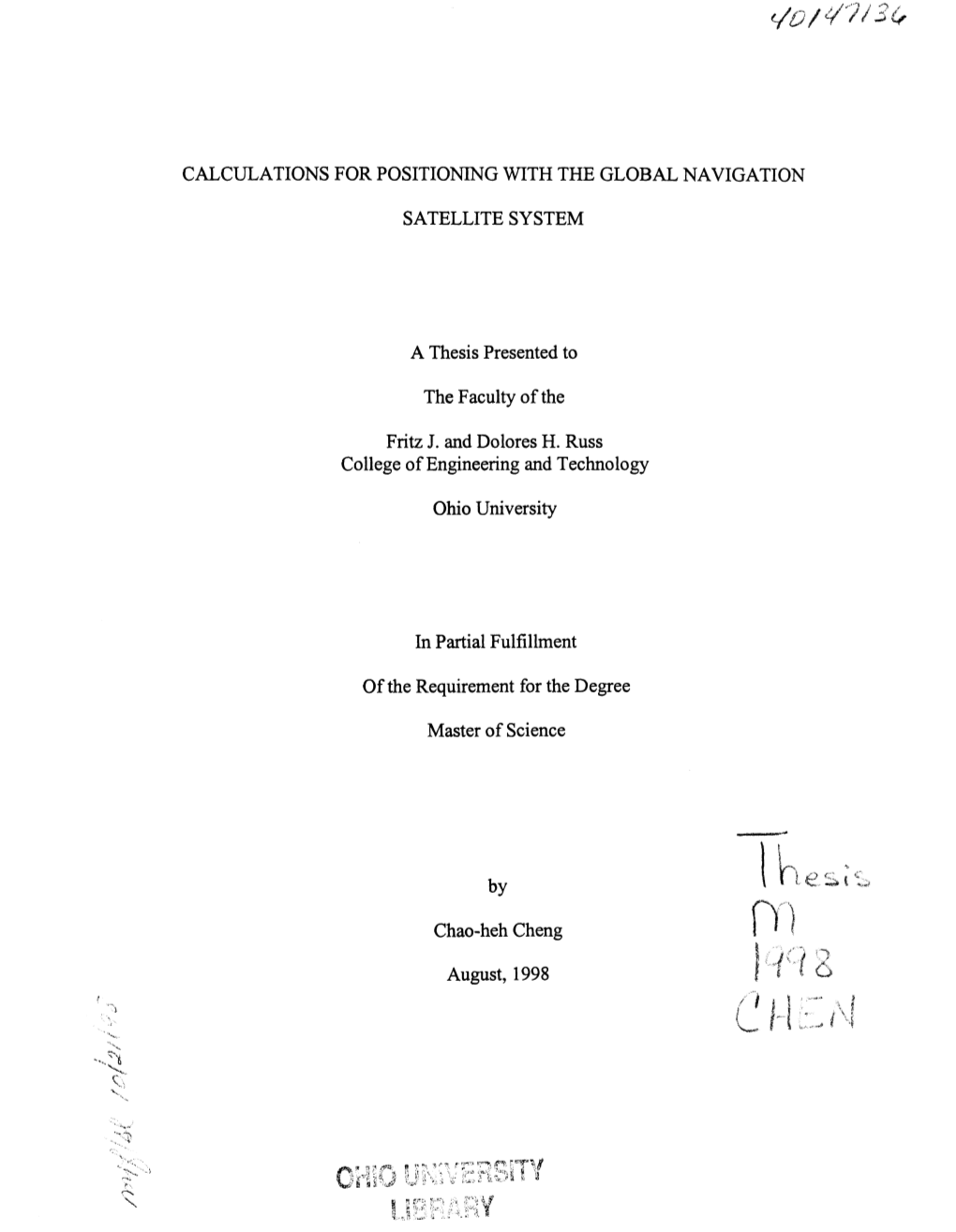 Calculations for Positioning with the Global Navigation