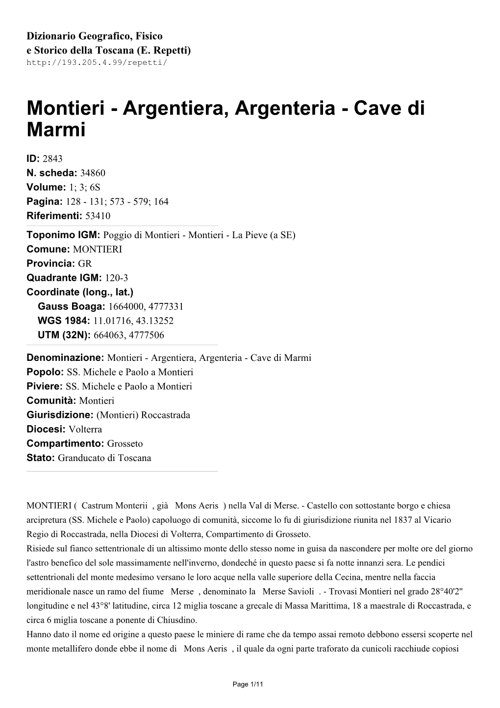 Montieri - Argentiera, Argenteria - Cave Di Marmi