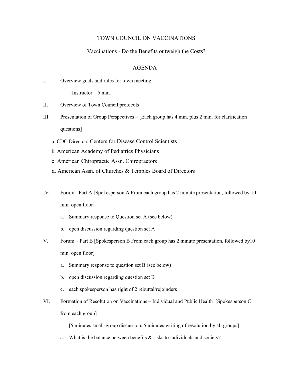 Town Council Agenda For