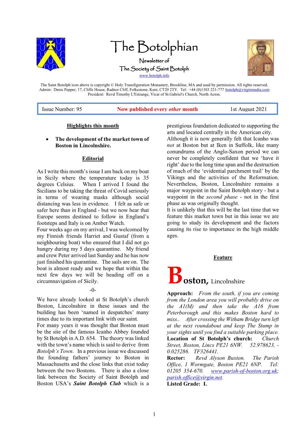 Newsletter of the Society of Saint Botolph