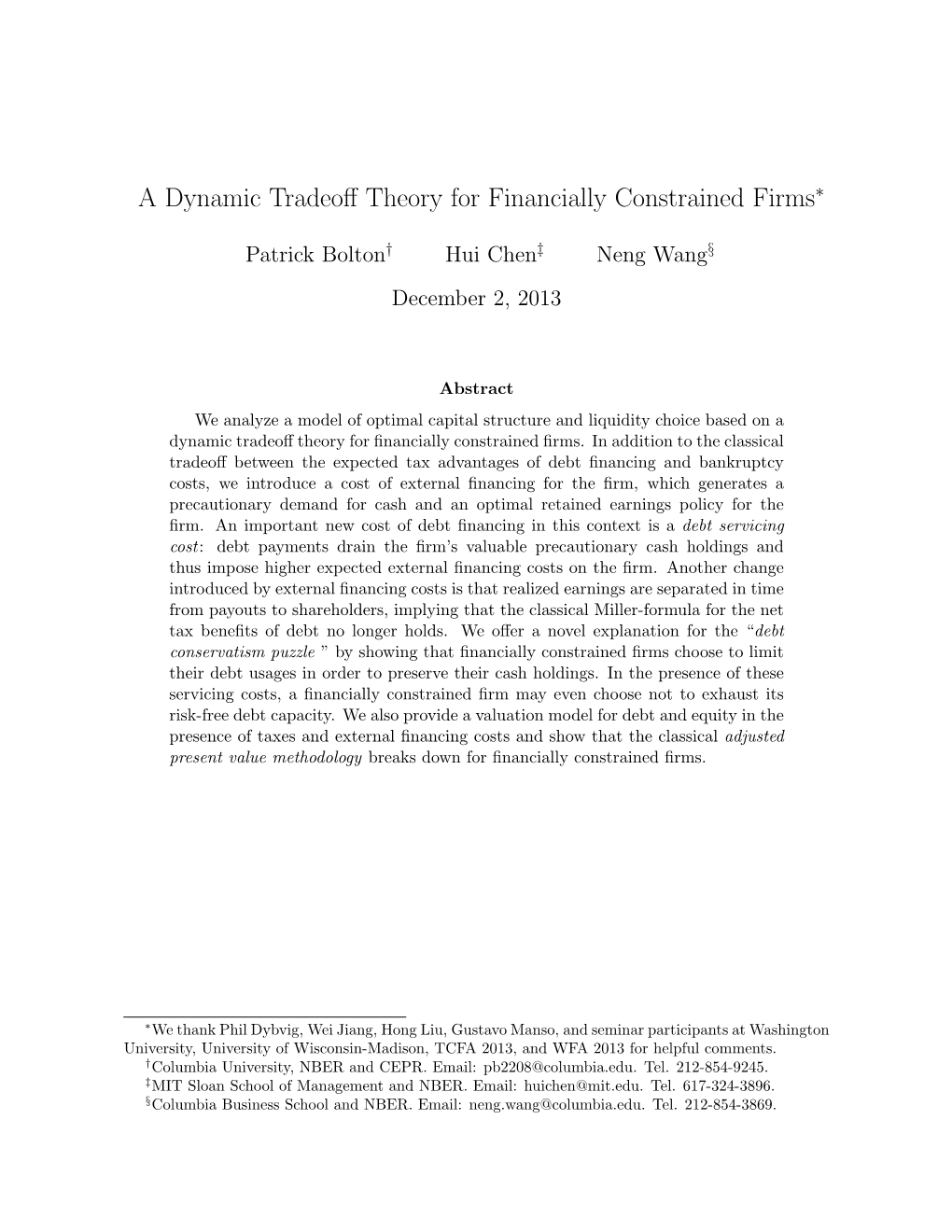 A Dynamic Tradeoff Theory for Financially Constrained Firms
