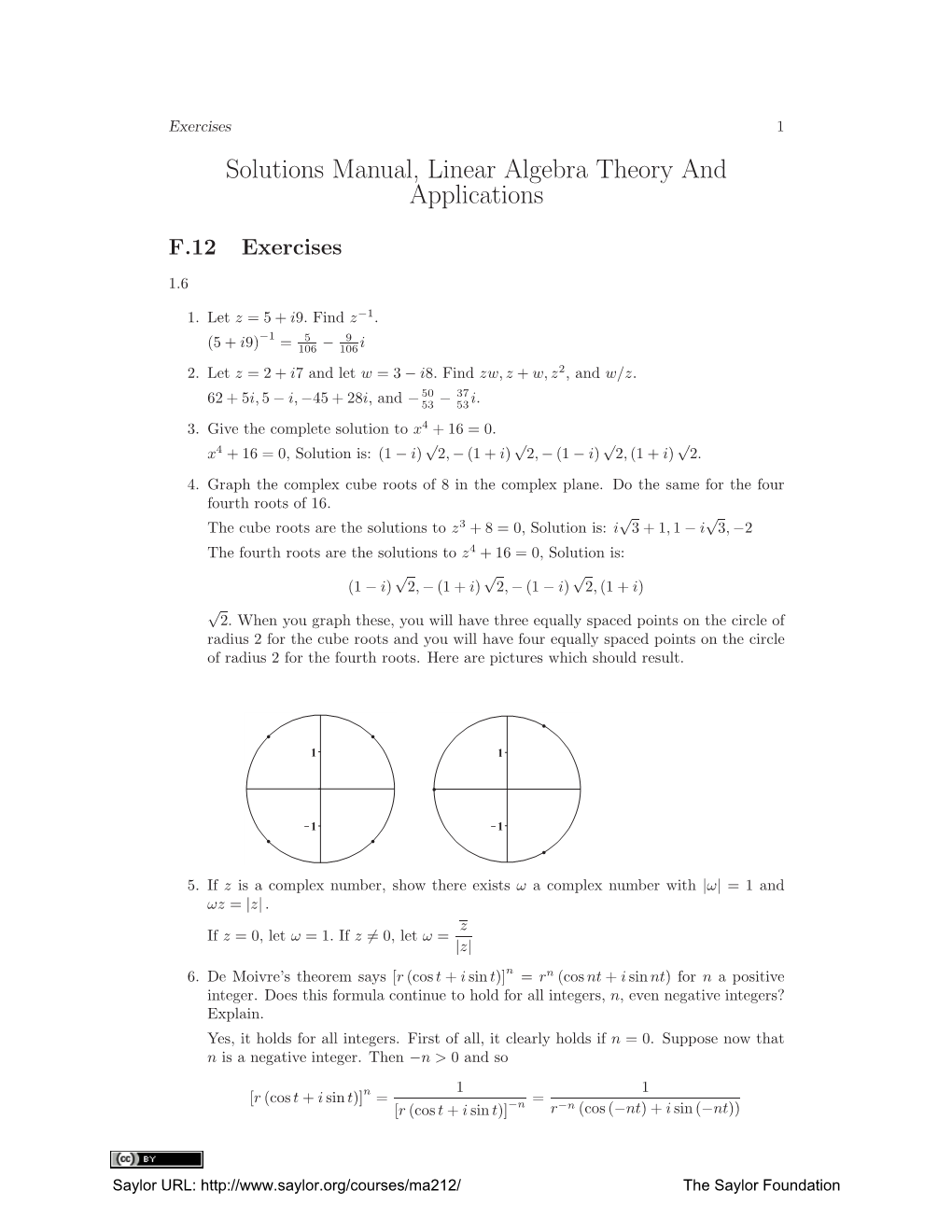 Solutions Manual, Linear Algebra Theory and Applications