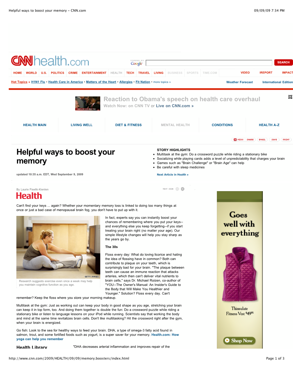 Helpful Ways to Boost Your Memory - CNN.Com 09/09/09 7:34 PM