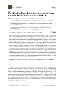 Use of Living, Mowed, and Soil-Incorporated Cover Crops for Weed Control in Apricot Orchards