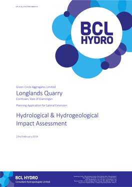Longlands Quarry Hydrological & Hydrogeological Impact Assessment