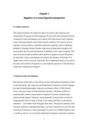 Chapter 1 Negation in a Cross-Linguistic Perspective