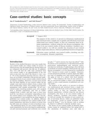 Case–Control Studies: Basic Concepts