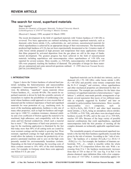 REVIEW ARTICLE the Search for Novel, Superhard Materials