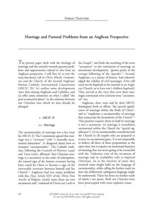 Marriage and Pastoral Problems from an Anglican Perspective