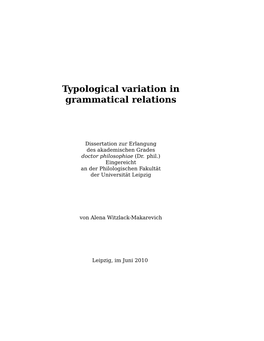 Typological Variation in Grammatical Relations