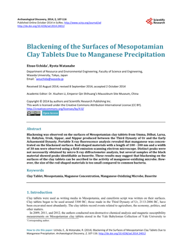Blackening of the Surfaces of Mesopotamian Clay Tablets Due to Manganese Precipitation