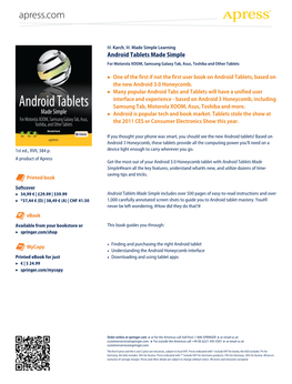 Android Tablets Made Simple for Motorola XOOM, Samsung Galaxy Tab, Asus, Toshiba and Other Tablets