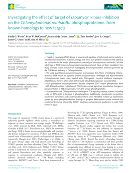 Investigating the Effect of Target of Rapamycin Kinase Inhibition on the Chlamydomonas Reinhardtii Phosphoproteome: from Known Homologs to New Targets