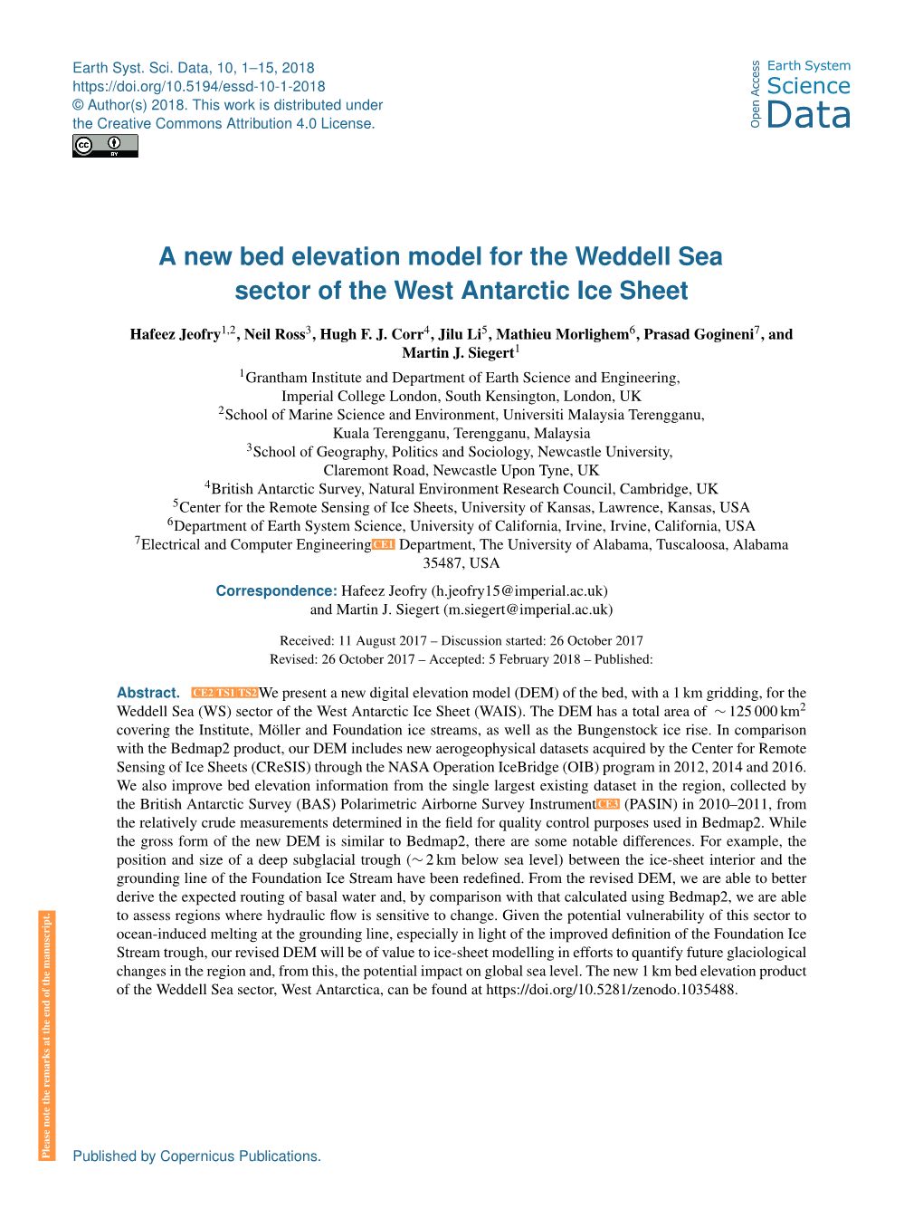 A New Bed Elevation Model for the Weddell Sea Sector of the West Antarctic Ice Sheet