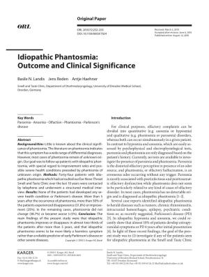 Idiopathic Phantosmia: Outcome and Clinical Significance