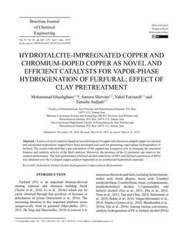 Hydrotalcite-Impregnated Copper and Chromium