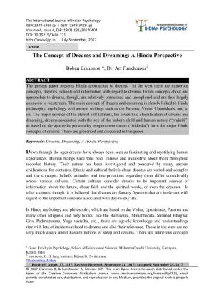 The Concept of Dreams and Dreaming: a Hindu Perspective