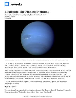“Exploring the Planets: Neptune” Article