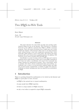 Two LATEX-To-Web Tools