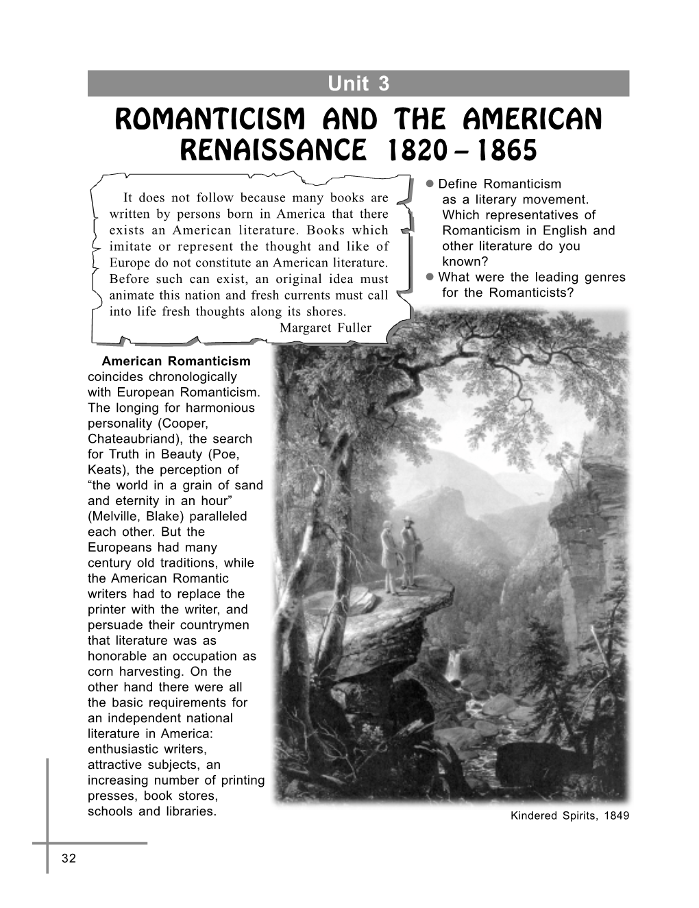 Romanticism and the American Renaissance 1820 – 1865