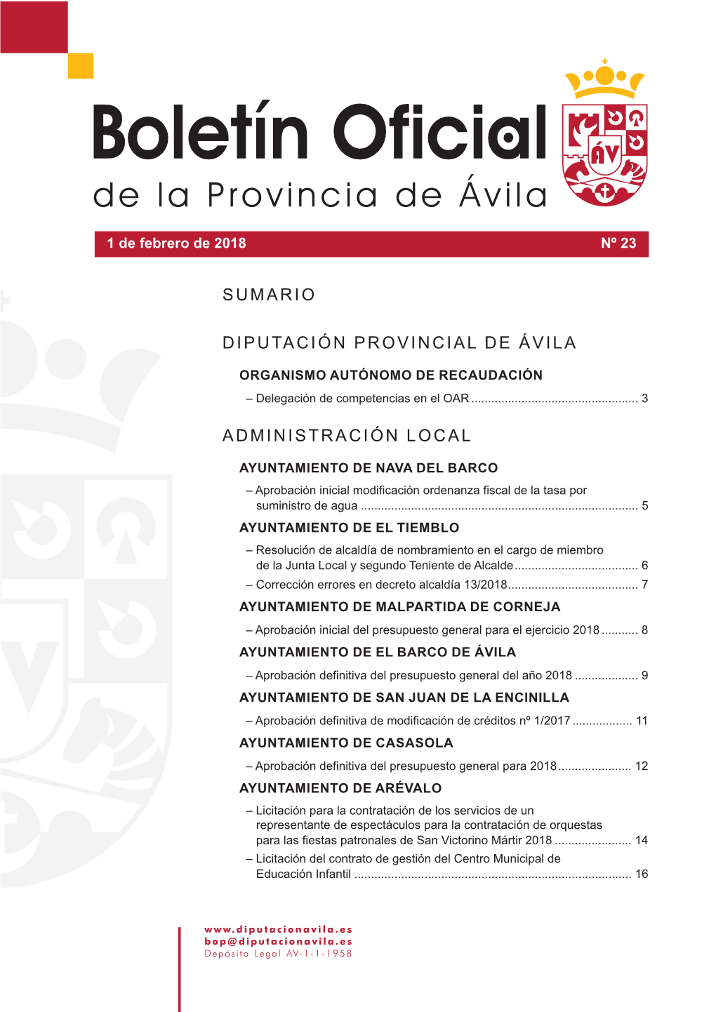 Diputación Provincial De Ávila Administración Local