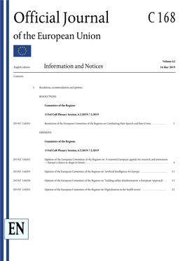Official Journal C 168 of the European Union