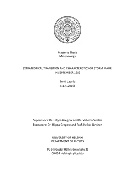 Master's Thesis Meteorology EXTRATROPICAL