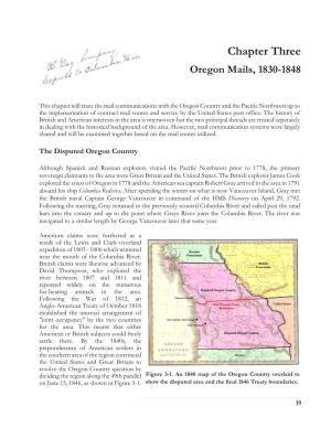 Chapter Three Oregon Mails, 1830-1848