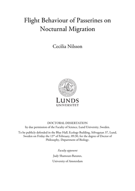 Flight Behaviour of Passerines on Nocturnal Migration