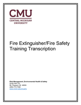 Fire Extinguisher/Fire Safety Training Transcription