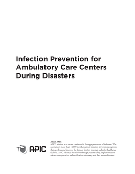 Infection Prevention for Ambulatory Care Centers During Disasters