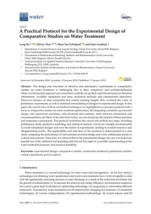 A Practical Protocol for the Experimental Design of Comparative Studies on Water Treatment