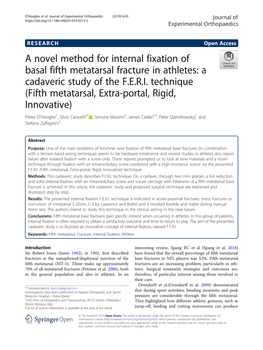 A Novel Method for Internal Fixation of Basal Fifth Metatarsal Fracture in Athletes: a Cadaveric Study of the F.E.R.I