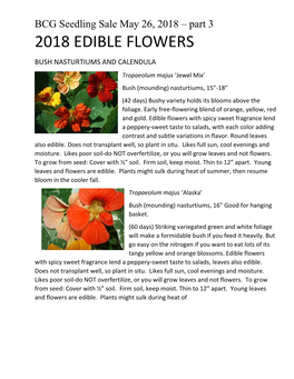 2018 Edible Flowers