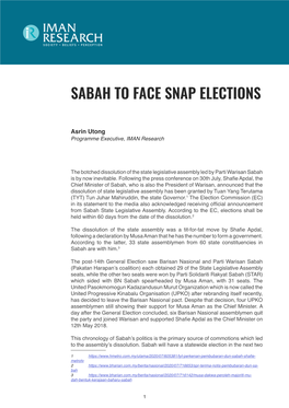 Sabah to Face Snap Elections