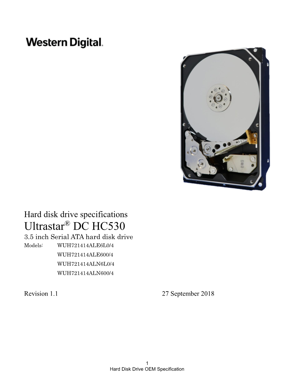 Hard Disk Drive Specifications