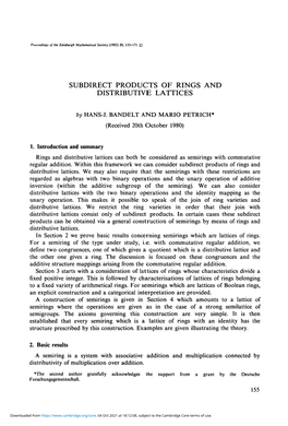 Subdirect Products of Rings and Distributive Lattices