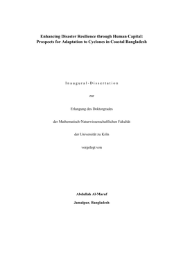 Enhancing Disaster Resilience Through Human Capital: Prospects for Adaptation to Cyclones in Coastal Bangladesh