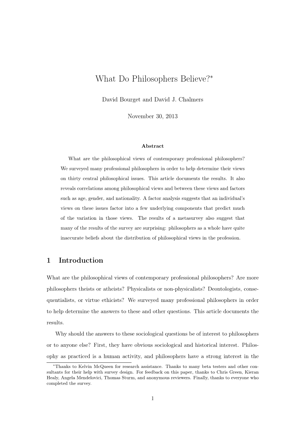 What Do Philosophers Believe?∗