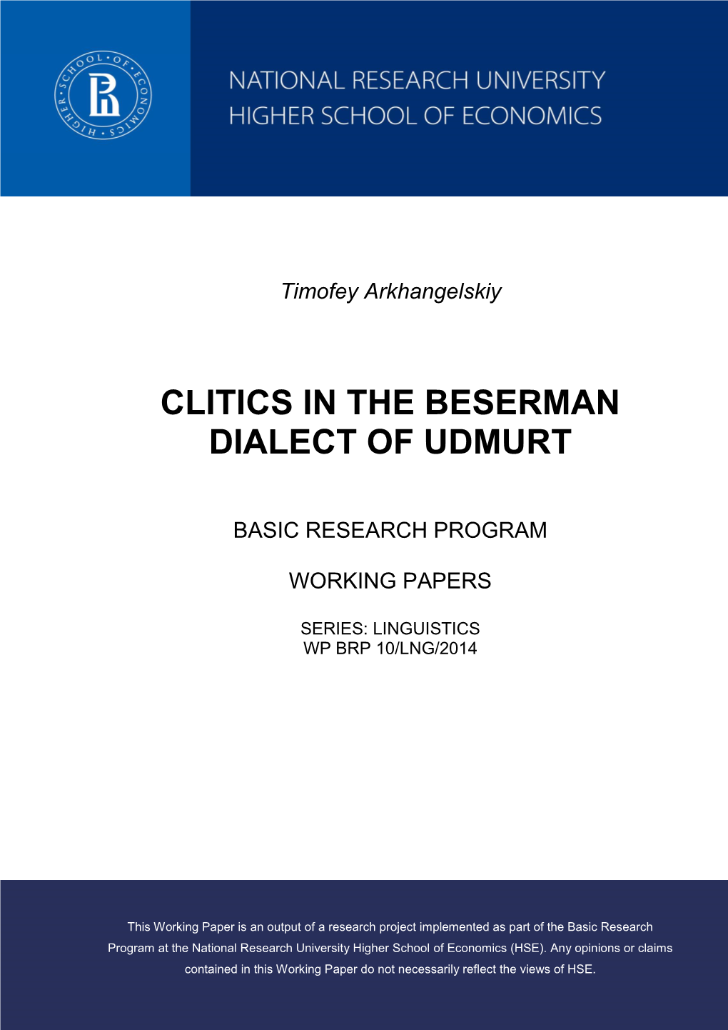Clitics in the Beserman Dialect of Udmurt