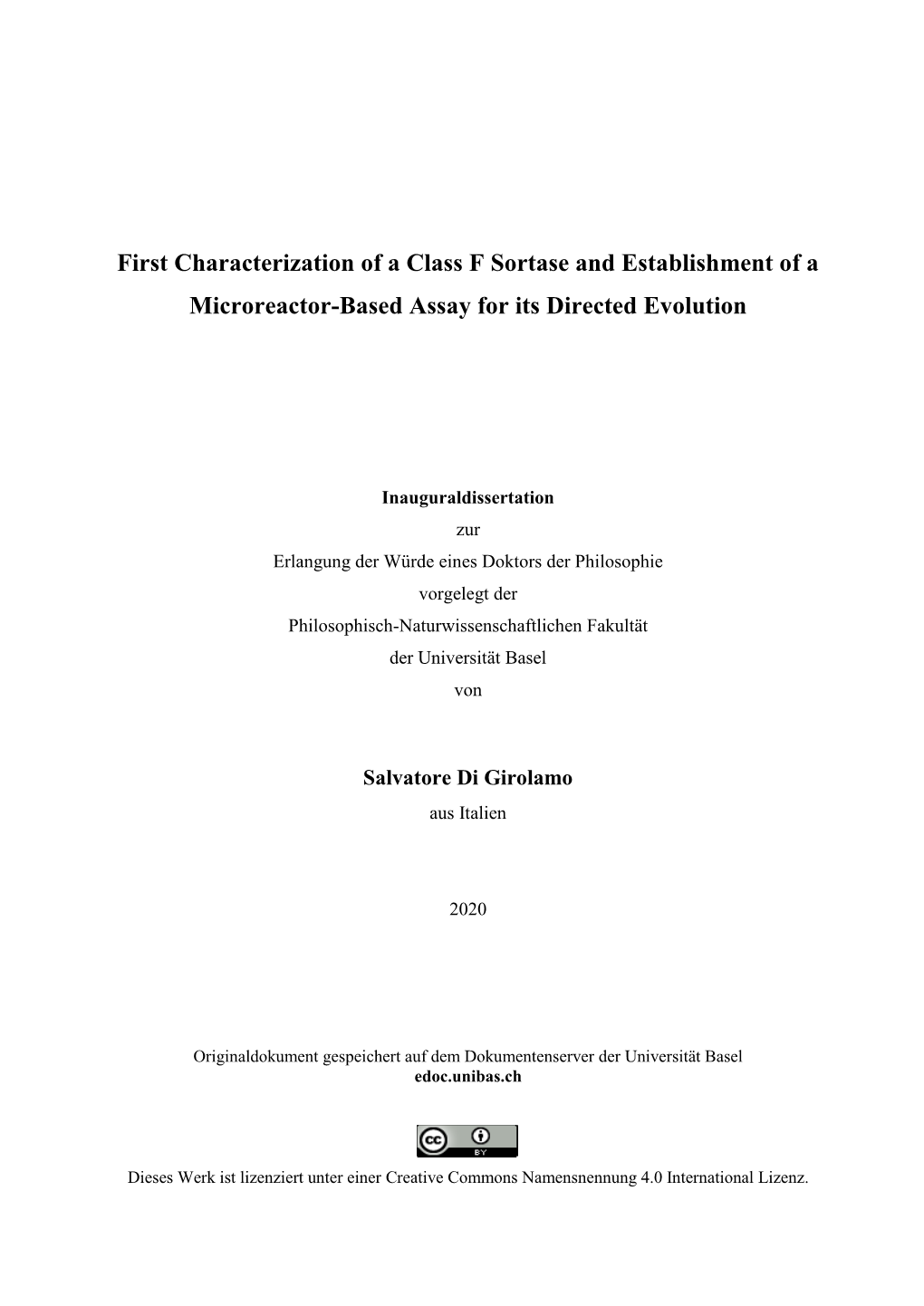 First Characterization of a Class F Sortase and Establishment of a Microreactor-Based Assay for Its Directed Evolution