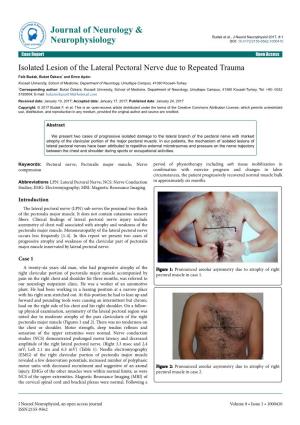 Isolated Lesion of the Lateral Pectoral Nerve Due to Repeated Trauma