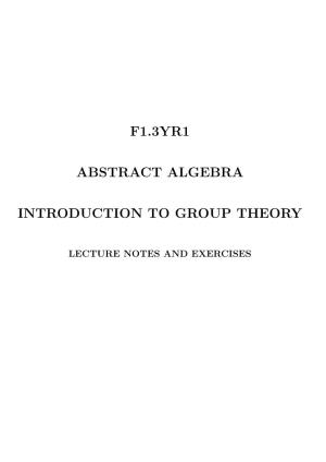 Abstract Algebra. Introduction to Group Theory