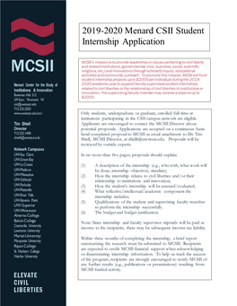 MCSII Student Internship Application